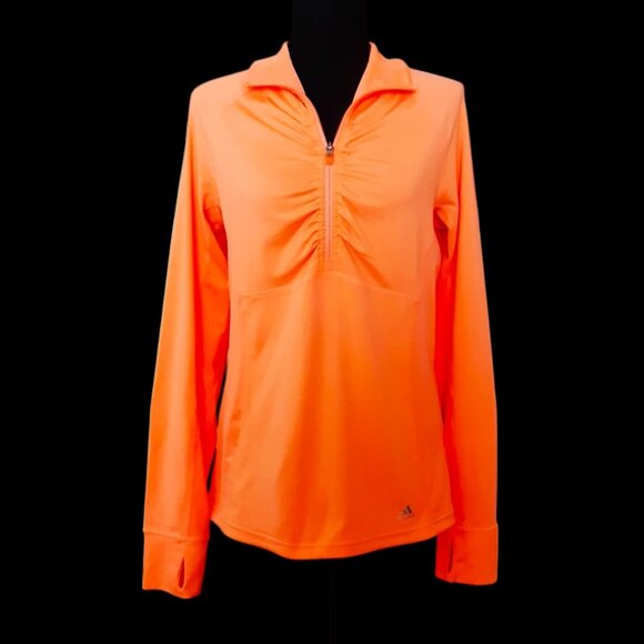 Adidas Climalite Long Sleeve Athletic Top Ruched Zip Vintage - Picture 1 of 11